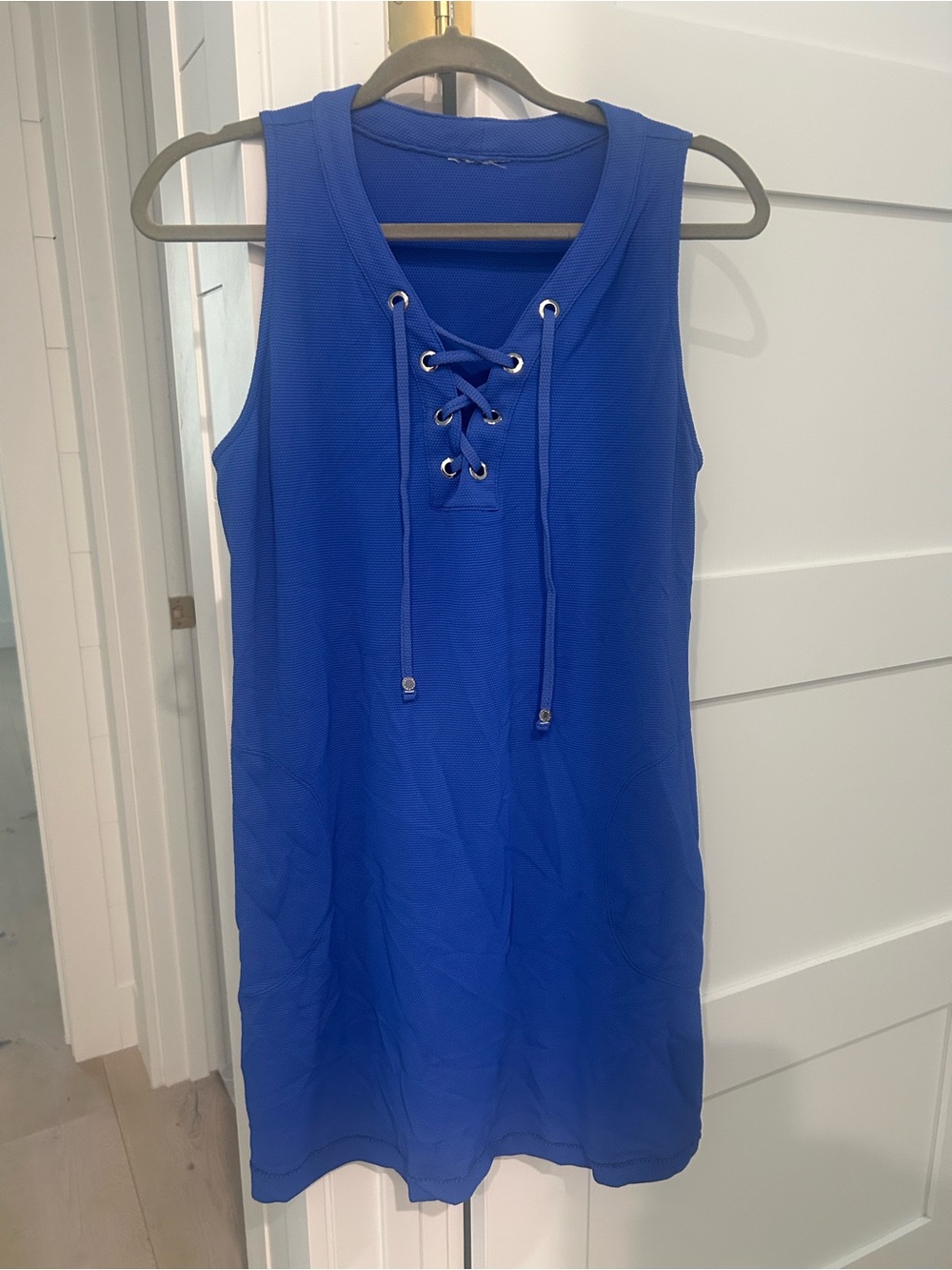 Tommy Bahama Sleeveless Lace-Up Swim Coverup Dress - Blue